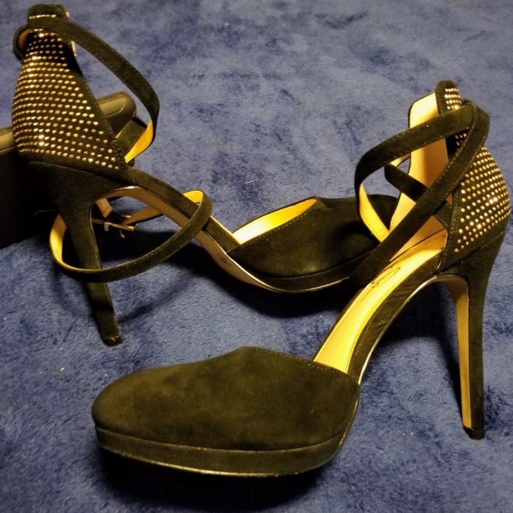 jessica simpson black velvet heels size 8